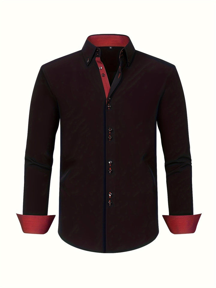 Men’s Double-Breasted Shirt with Contrast Cuffs
