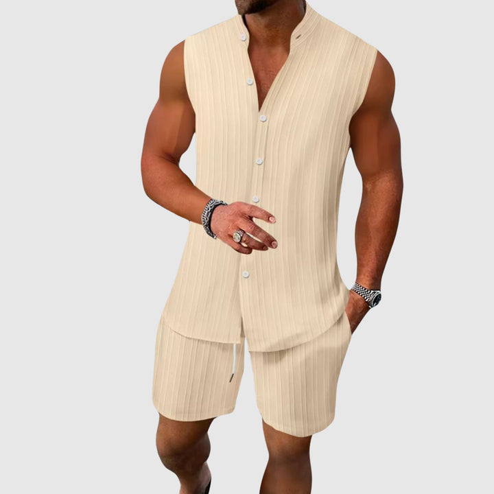 Men’s Duo Set with Sleeveless Vest and Drawstring Pants