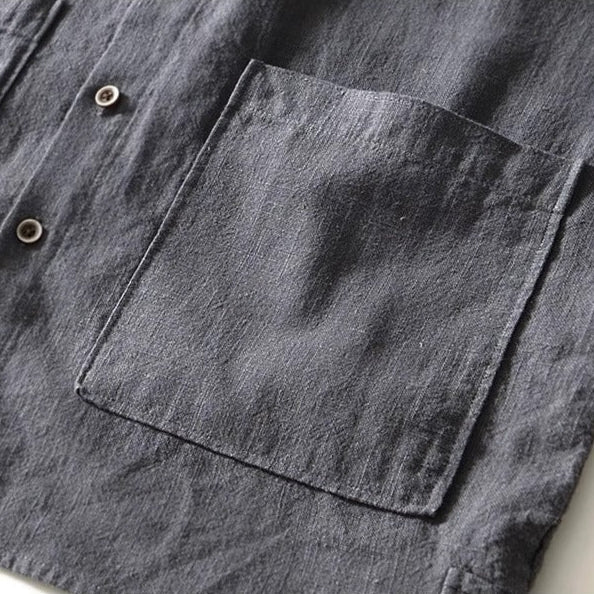 Men’s Haku Collar Shirt with Mandarin Collar and Button Closure