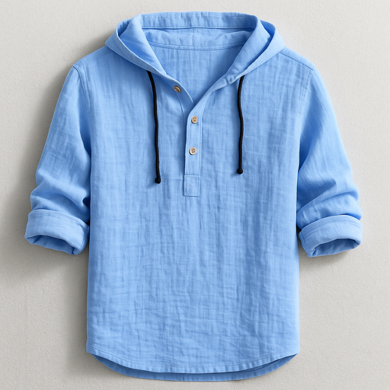 Men’s Hoodie with Adjustable Hood and Linen Fabric