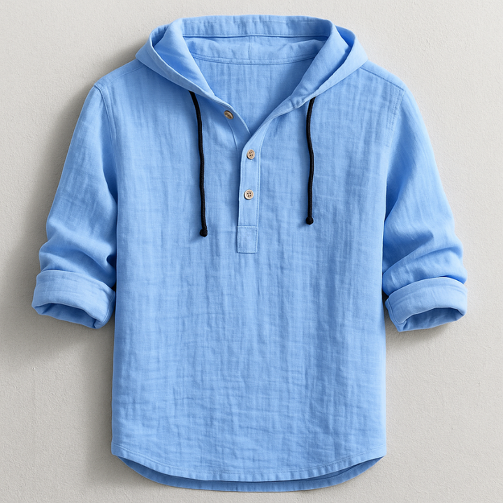 Men’s Hoodie with Adjustable Hood and Linen Fabric