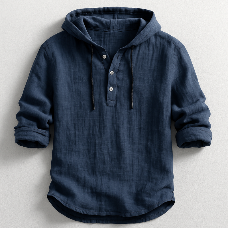 Men’s Hoodie with Adjustable Hood and Linen Fabric