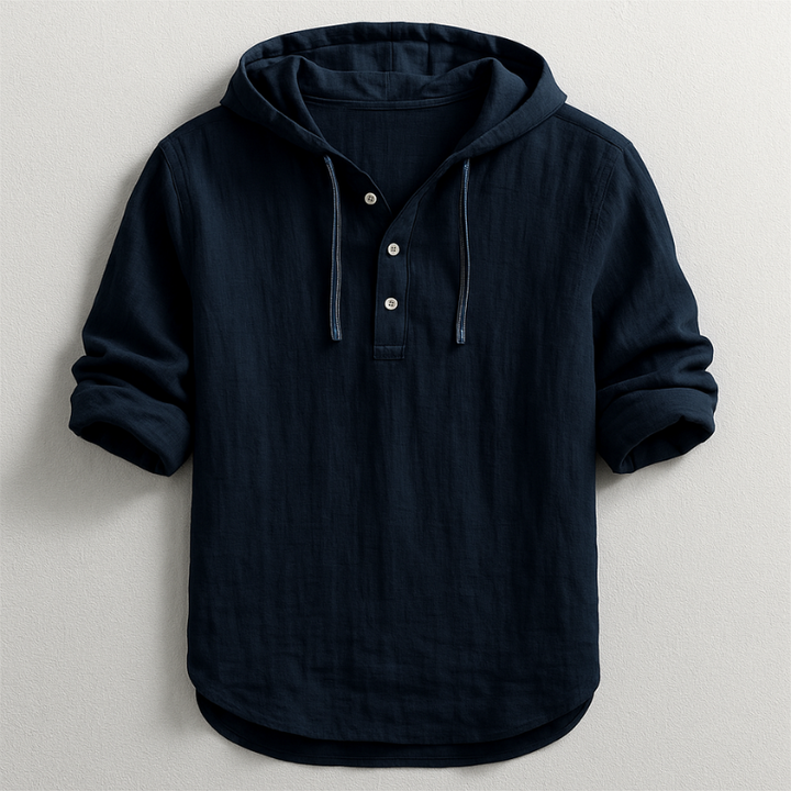 Men’s Hoodie with Adjustable Hood and Linen Fabric