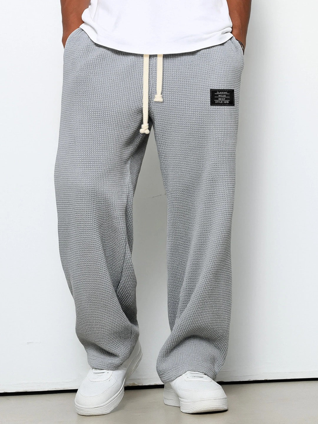 Men’s Joggers with Adjustable Waistband and Wide Leg Design