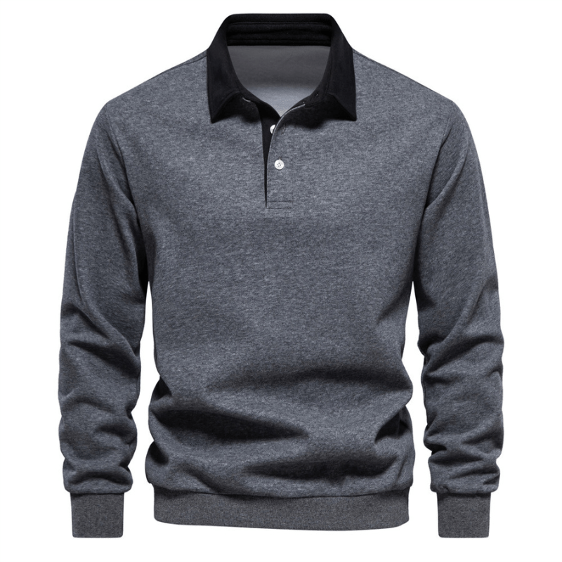 Men’s Jumper with Polo Collar and Button Cuffs