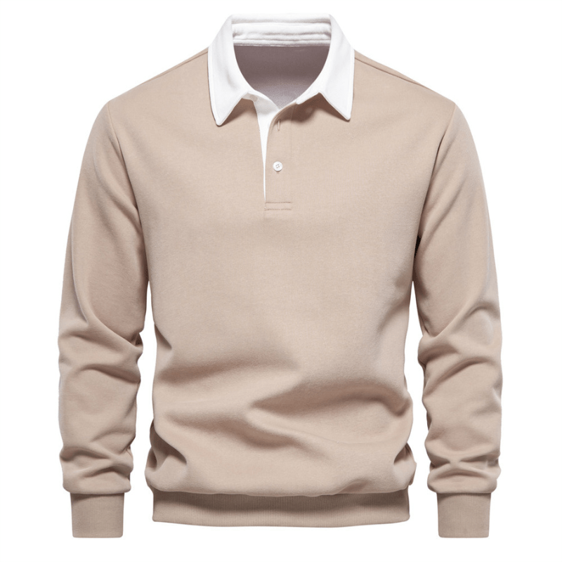 Men’s Jumper with Polo Collar and Button Cuffs