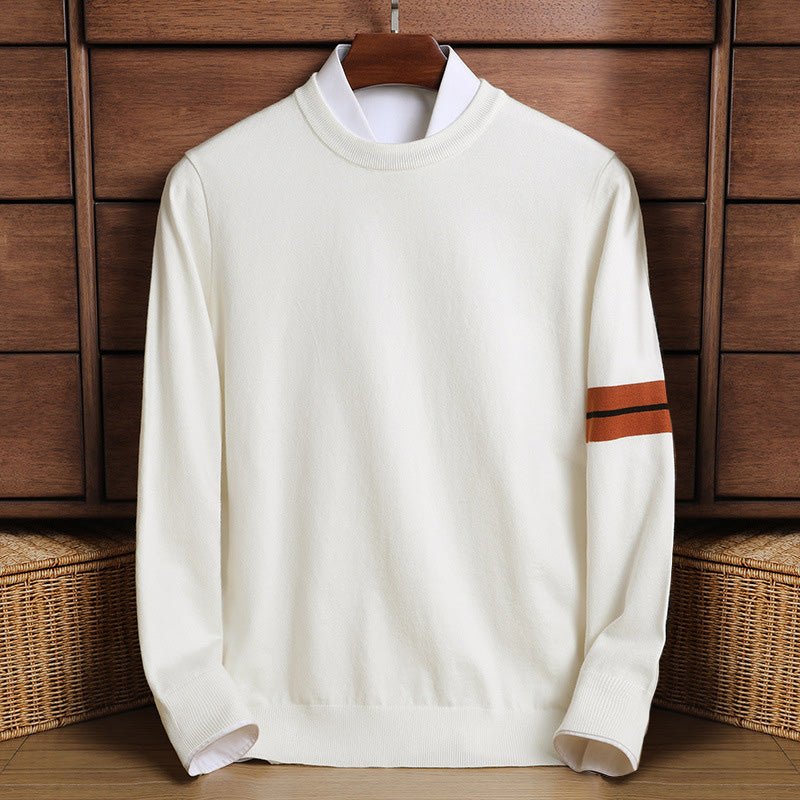 Mens Knit Jumper with Crew Neck Collar and Ribbed Hem