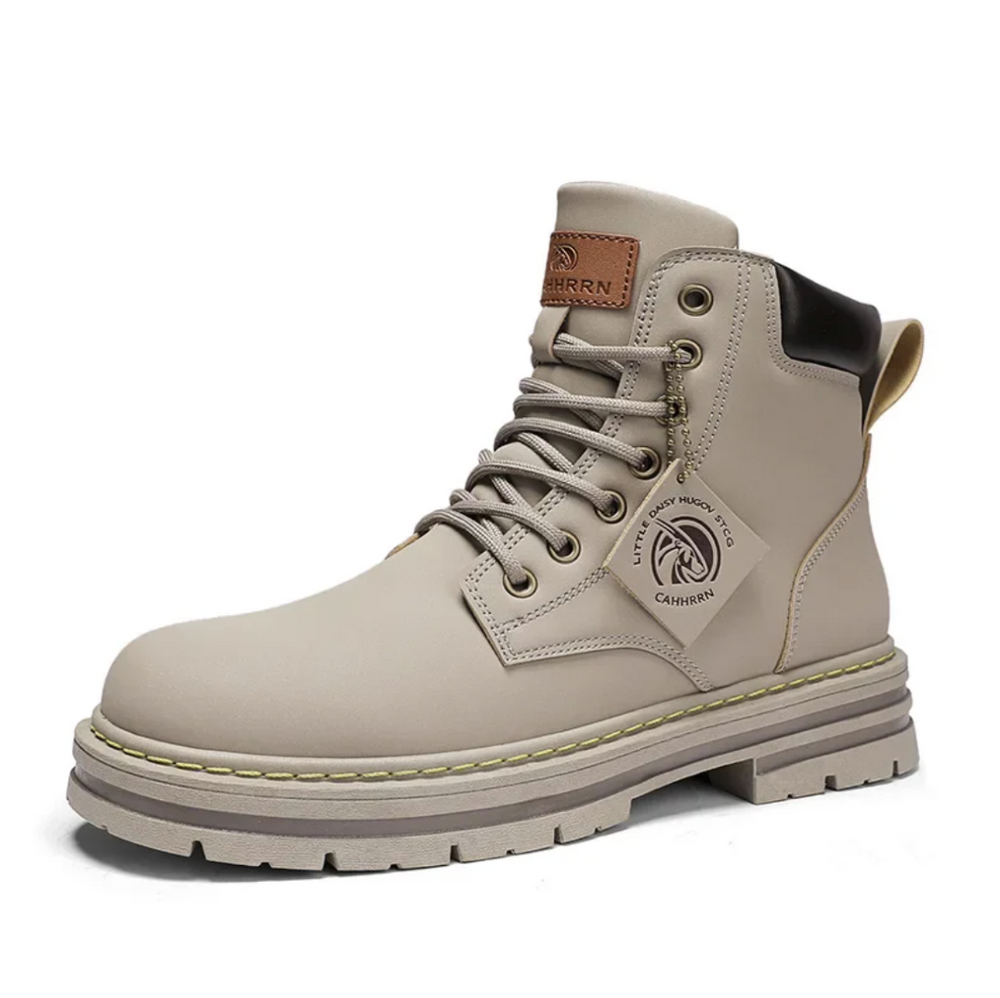 Men’s Lace-Up Boots with Leather Upper and Sturdy Outsole