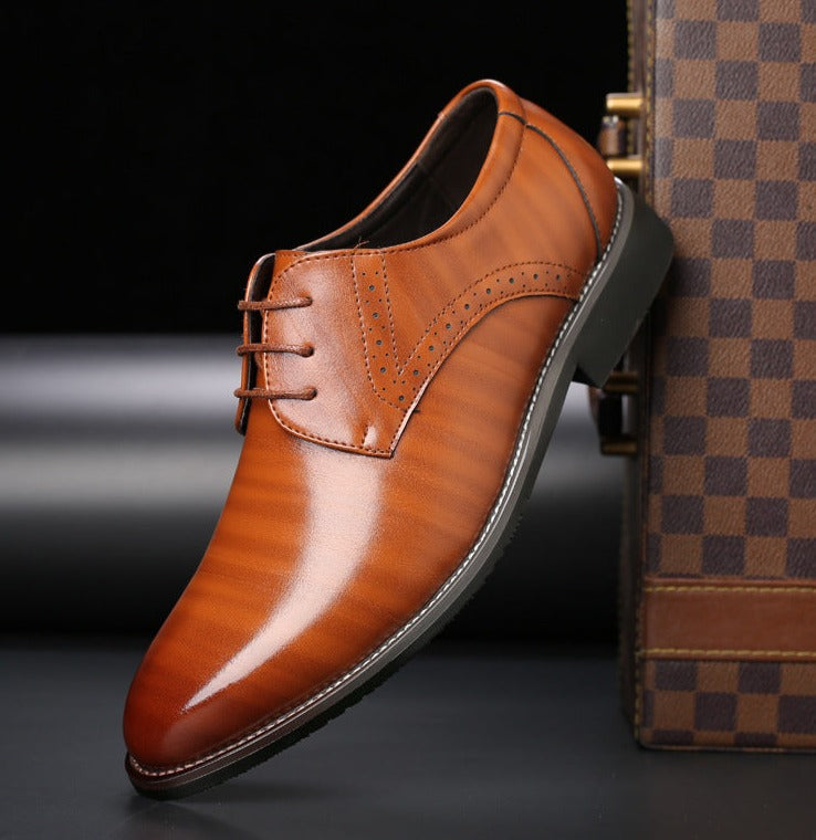 Mens Lace-Up Shoes with Rubber Sole and Round Toe