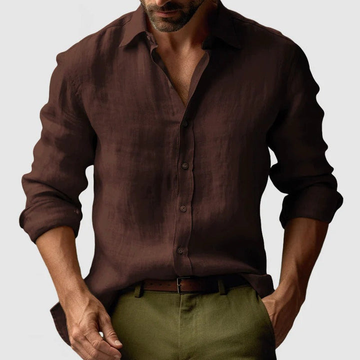 Mens Shirt with Button-Down Front and Long Sleeves