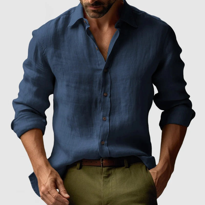 Mens Shirt with Button-Down Front and Long Sleeves