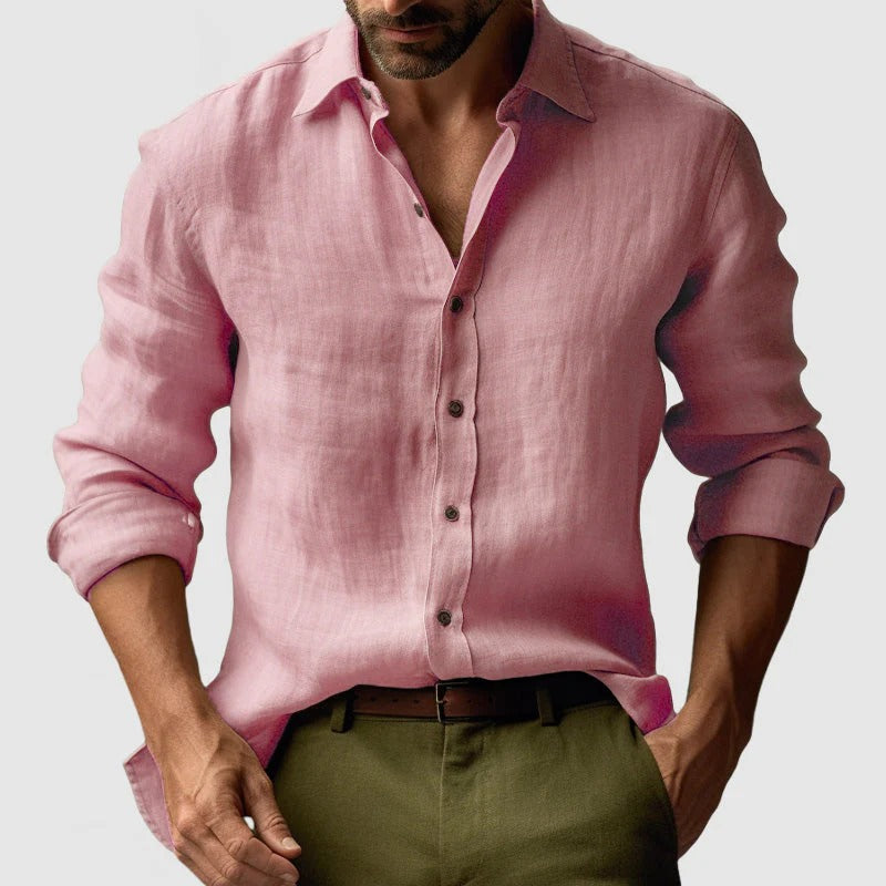 Mens Shirt with Button-Down Front and Long Sleeves