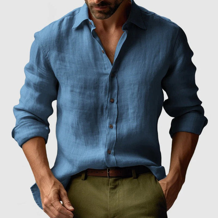 Mens Shirt with Button-Down Front and Long Sleeves