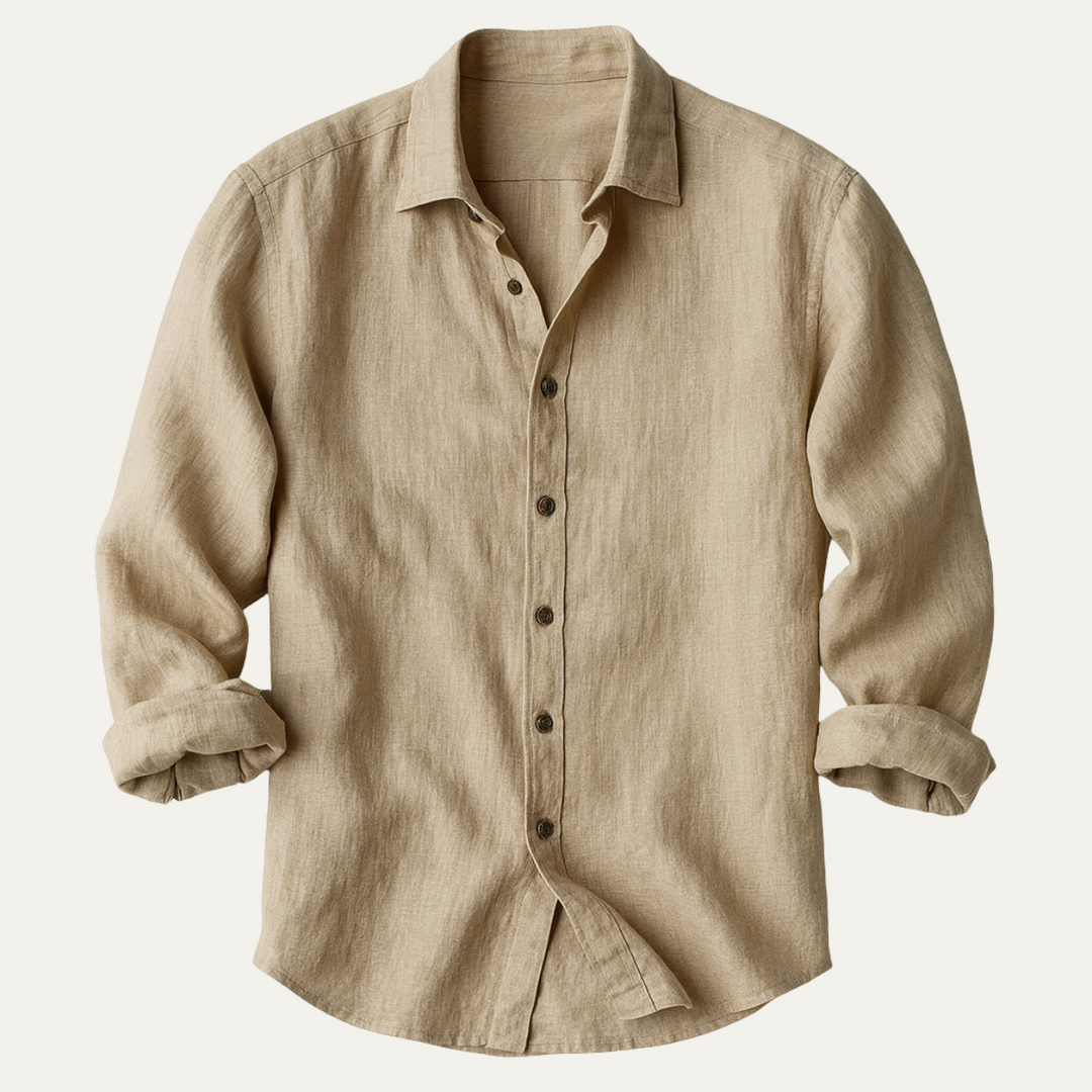 Mens Shirt with Button-Down Front and Long Sleeves