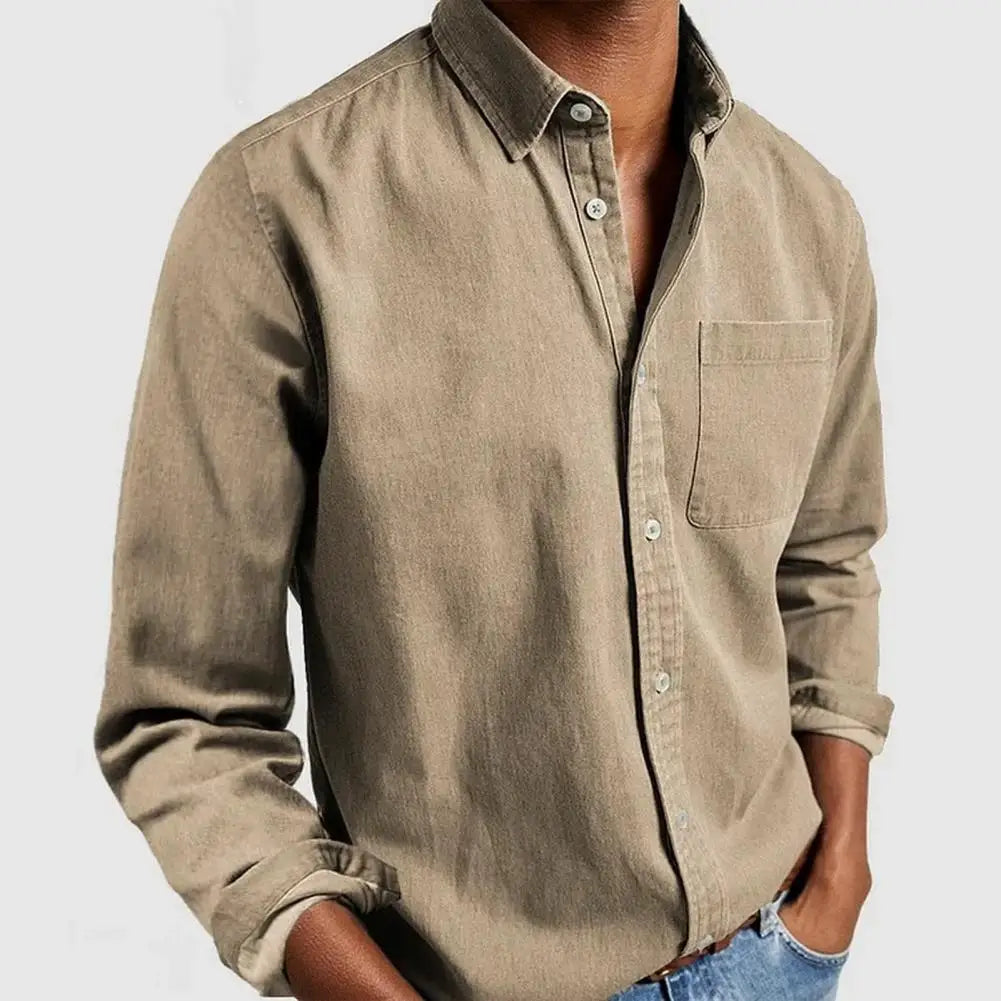 Men’s Shirt with Modern Lapel and Button Closure
