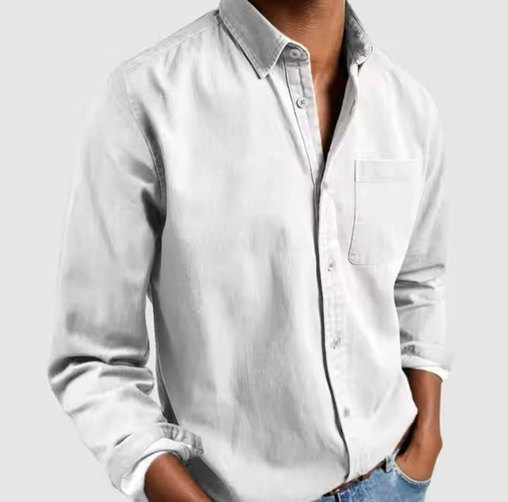 Men’s Shirt with Modern Lapel and Button Closure