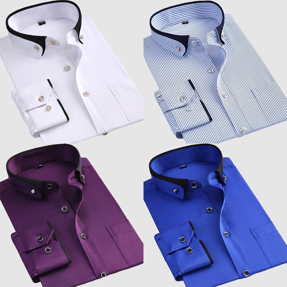 Men’s Shirt with Turn-Down Collar and Full-Length Sleeves