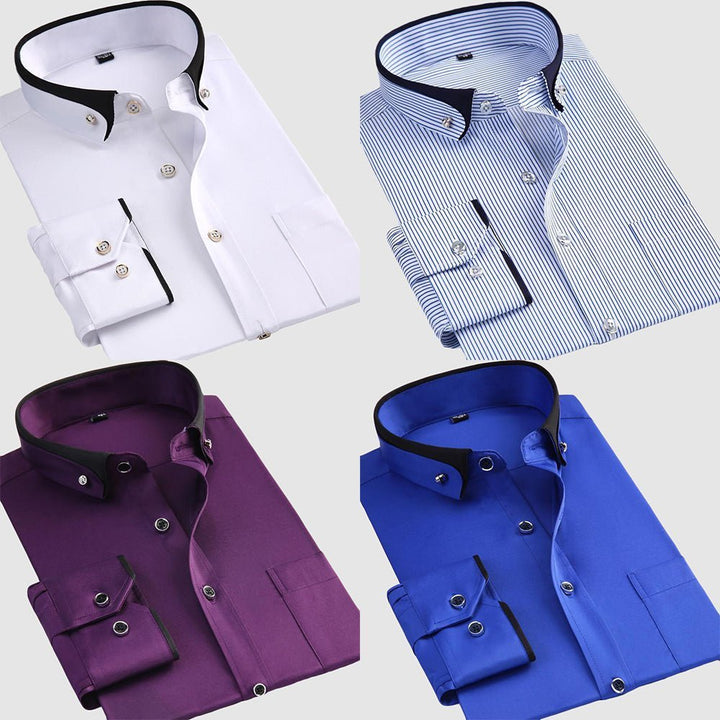 Men’s Shirt with Turn-Down Collar and Full-Length Sleeves