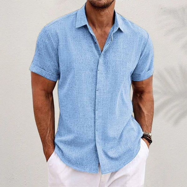 Men’s Short Sleeved Shirt with Linen Blend