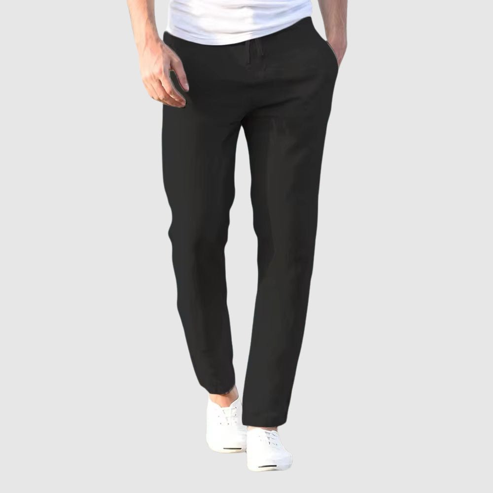 Mens Trousers with Drawstring Closure and Full-Length Legs