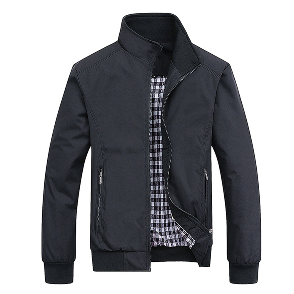 Men’s Winter Jacket with Zipper Closure and High Collar