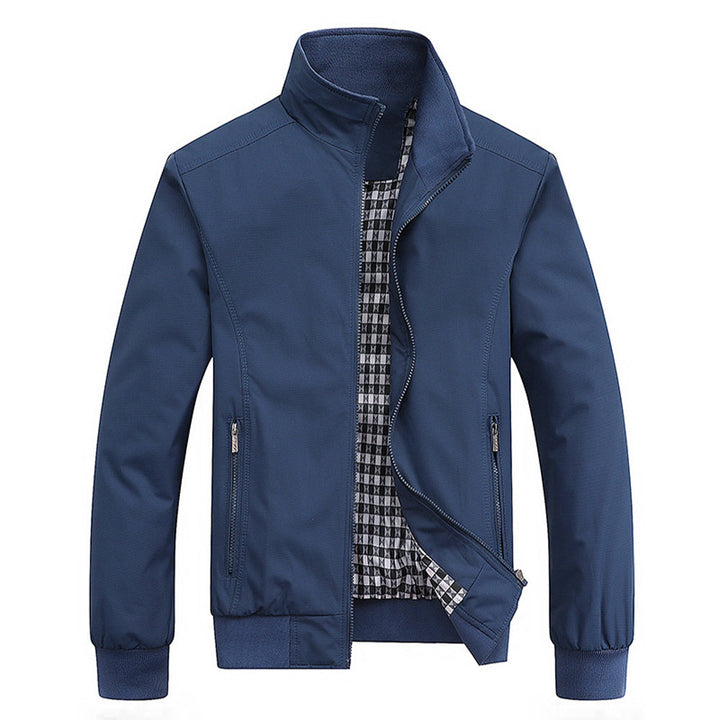 Men’s Winter Jacket with Zipper Closure and High Collar