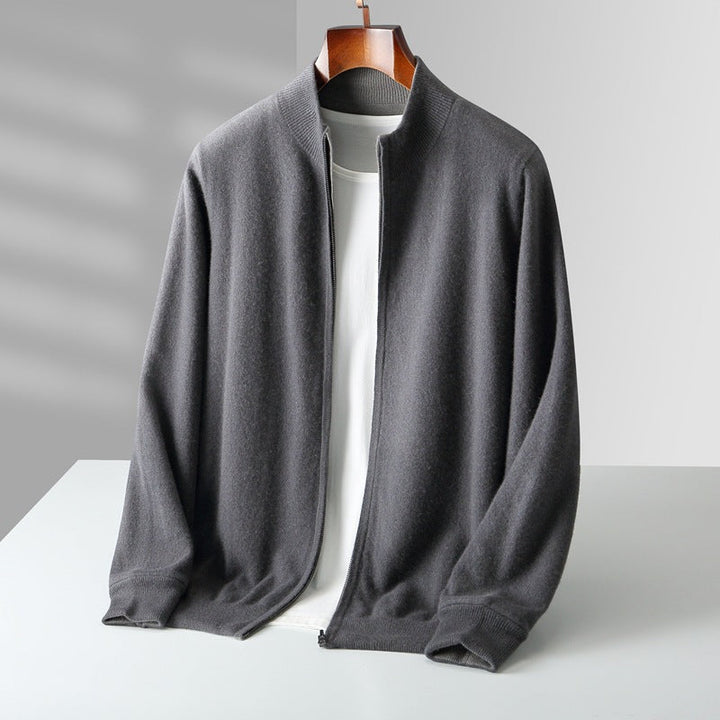 Men's Zip Cardigan with Full-Zip Front and Ribbed Collar