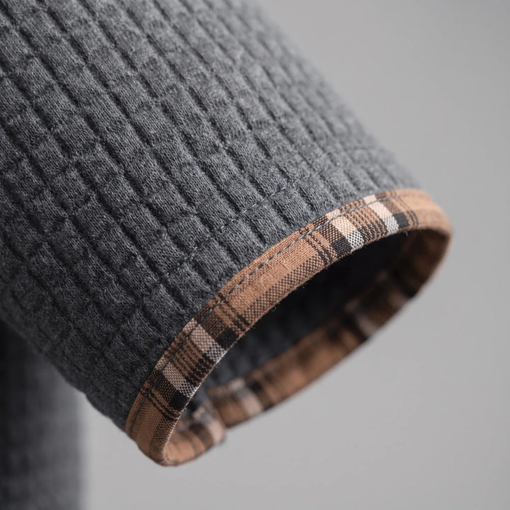 Novaris - Long-Sleeve Waffle Knit Polo Shirt
