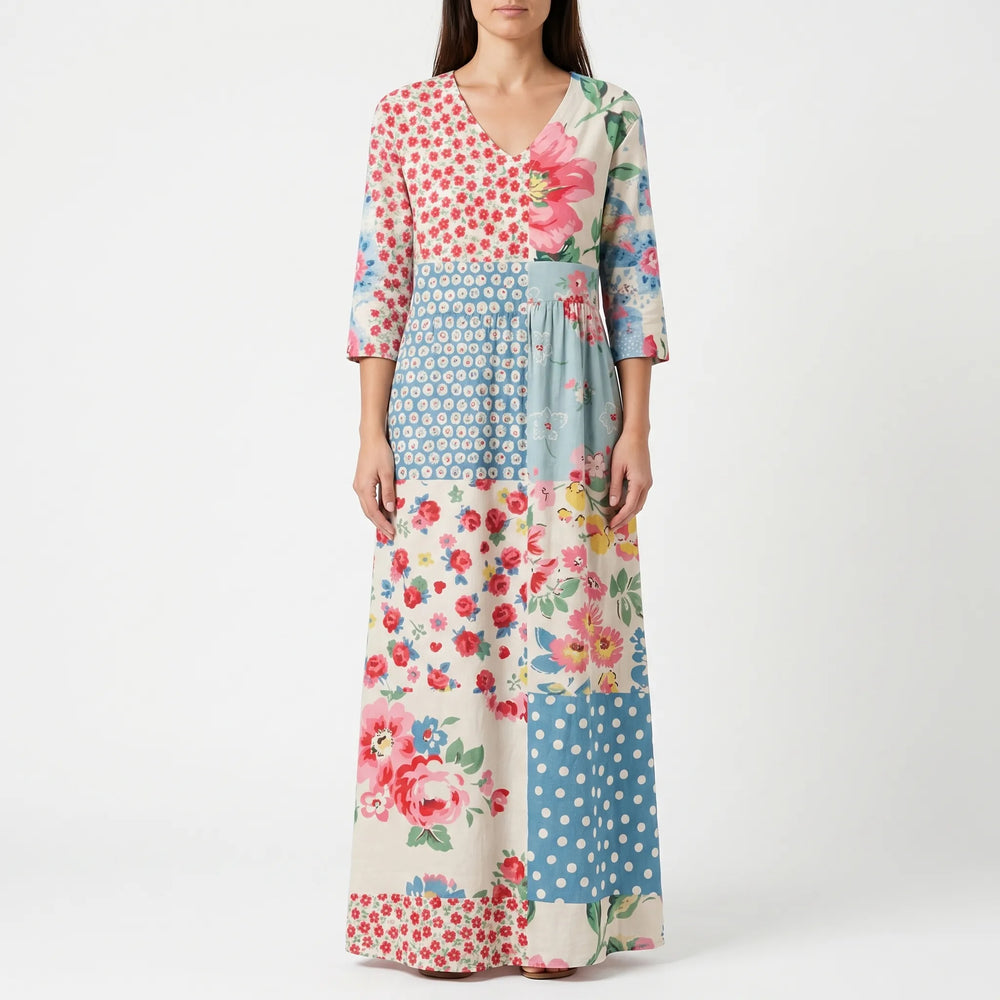 Petaflow - Vintage Floral Patchwork Maxi Dress