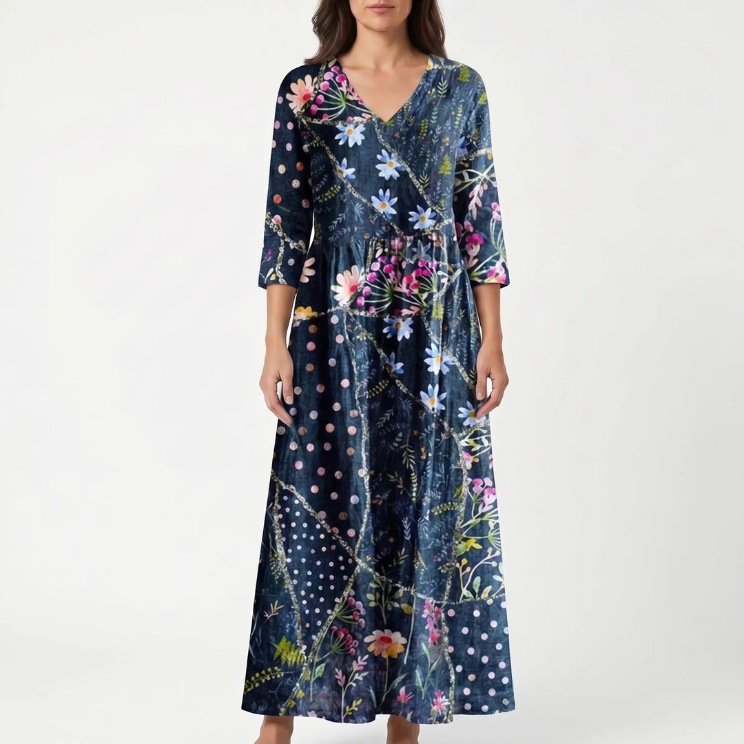 Petaflow - Vintage Floral Patchwork Maxi Dress