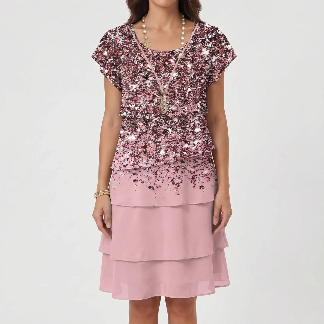 Ruffara - Floral Print Tiered Ruffle Dress