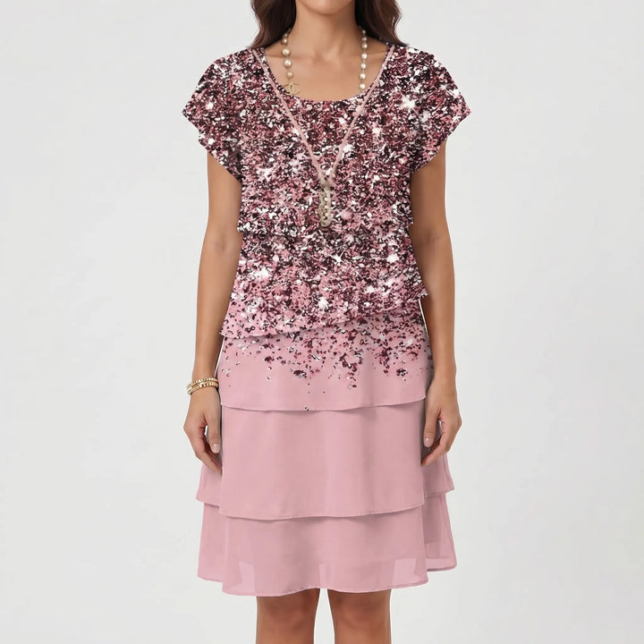 Ruffara - Floral Print Tiered Ruffle Dress