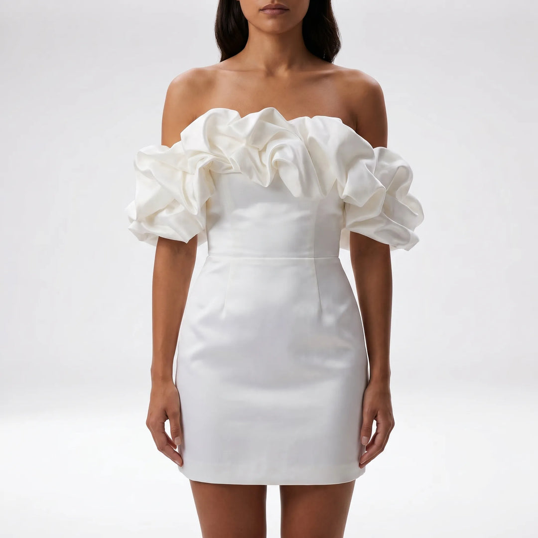 Ruffella - Strapless Ruffle Bust Mini Dress