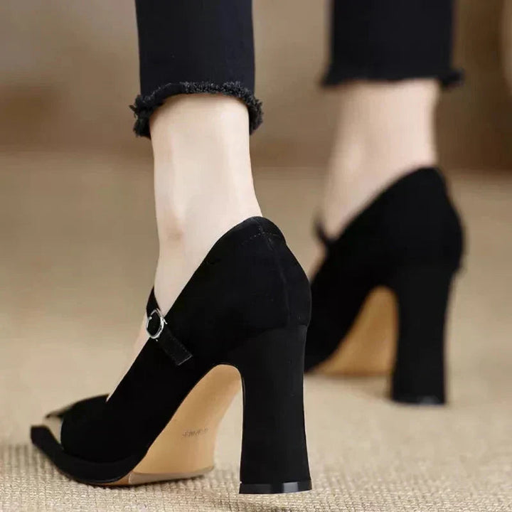 Women’s Pumps with Strap Closure and Block Heel