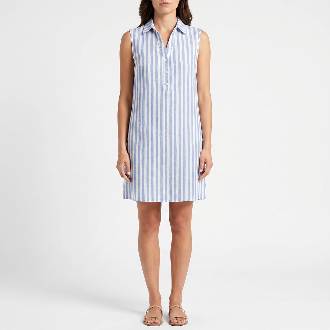 Strivelle - Sleeveless Striped Shirt Dress