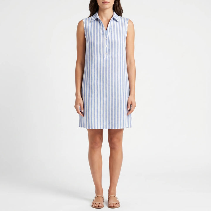 Strivelle - Sleeveless Striped Shirt Dress