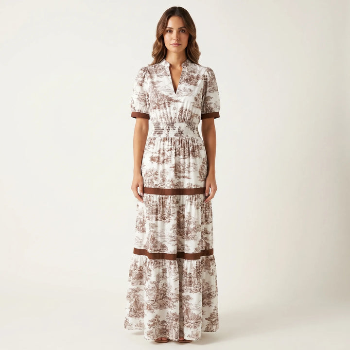 Toillenne - Smocked Waist Tiered Maxi Dress