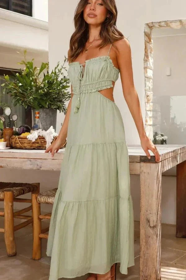 Women’s Maxi Dress with Tie-up Back and Lined Interior
