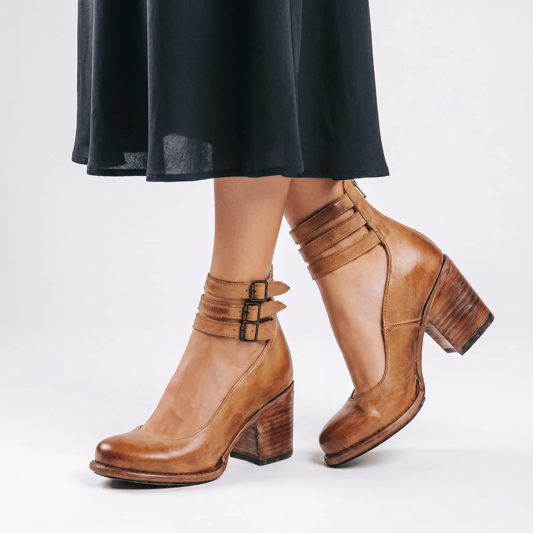 Velaura - Block Heel Ankle Buckle Sandal