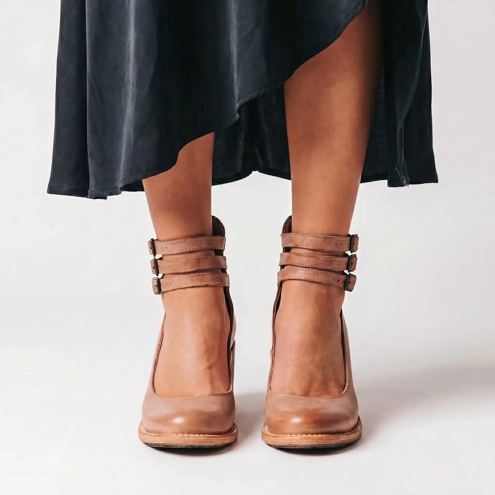 Velaura - Block Heel Ankle Buckle Sandal