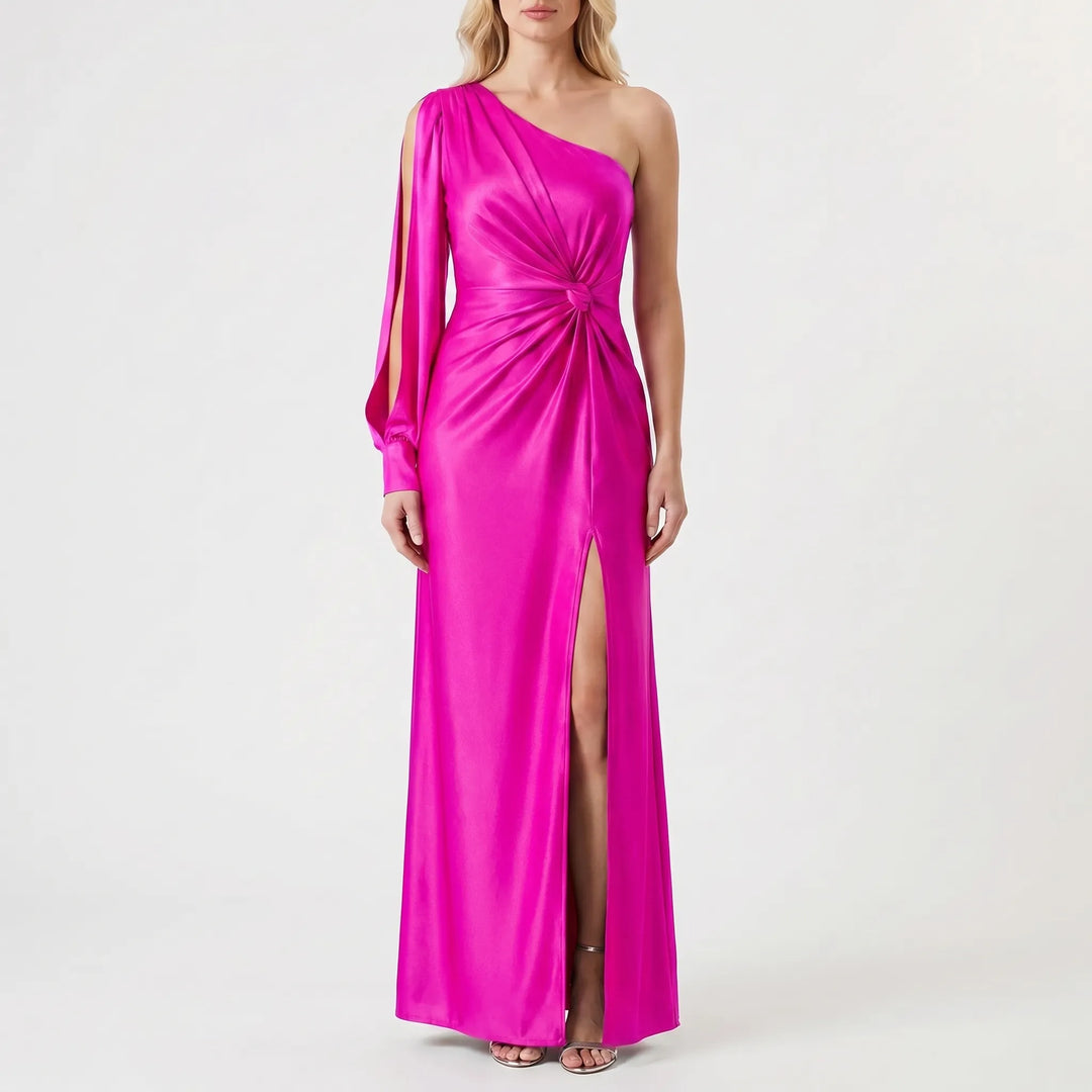 Velourna - One-Shoulder Satin Maxi Dress