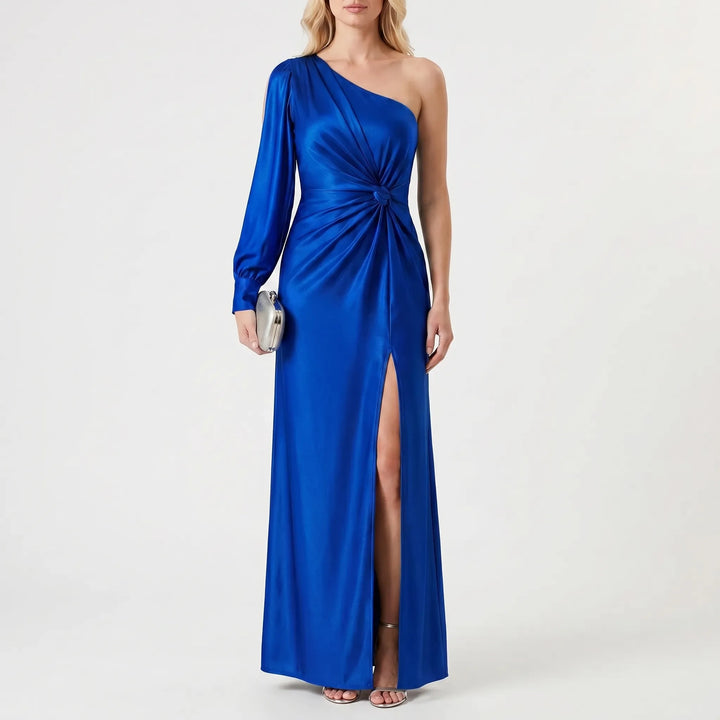 Velourna - One-Shoulder Satin Maxi Dress