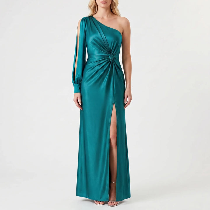 Velourna - One-Shoulder Satin Maxi Dress