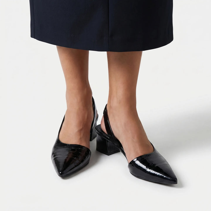 Velourra - Pointed-Toe Slingback Block Heel