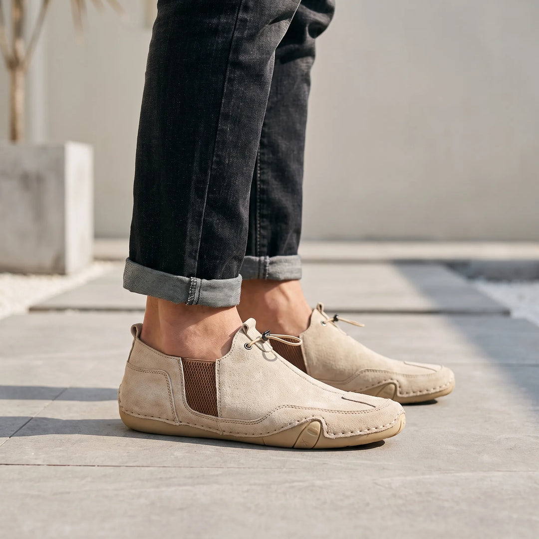 Velsor Men’s Suede Slip-On Shoes With Soft Texture And Elastic Details