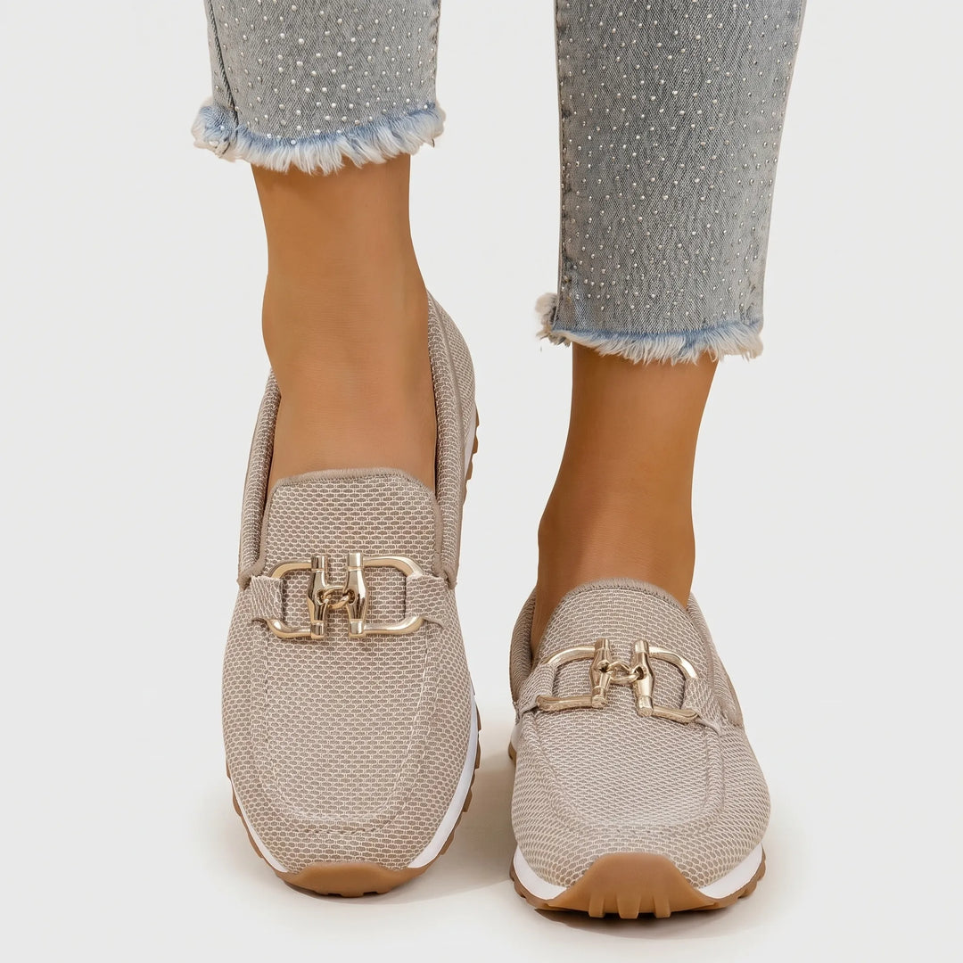 Velvura - Cushioned Slip-On Loafer With Gold Trim