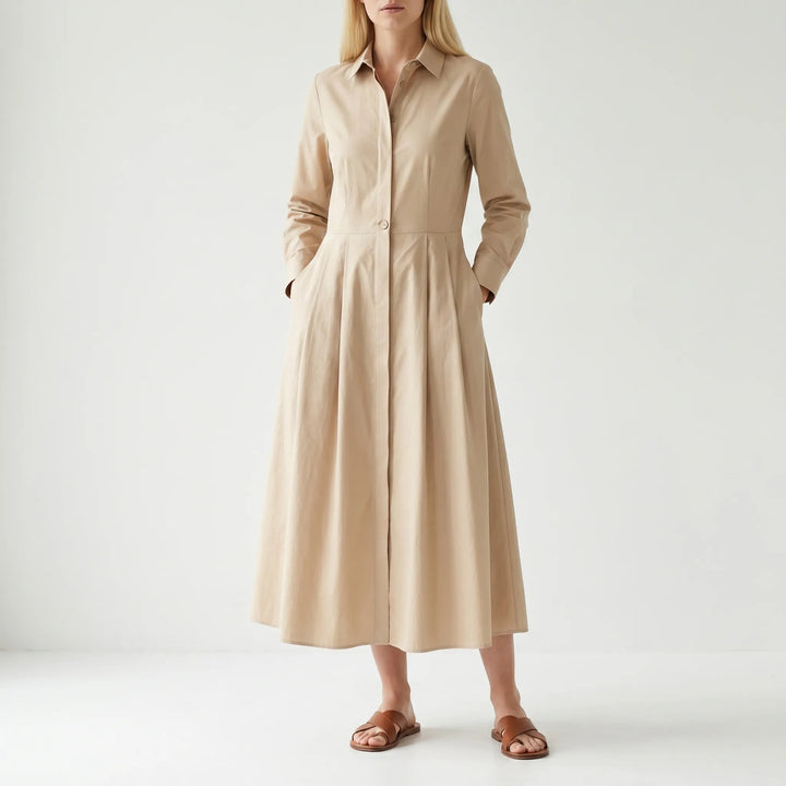 Verlaine - Collared Long-Line Midi Dress