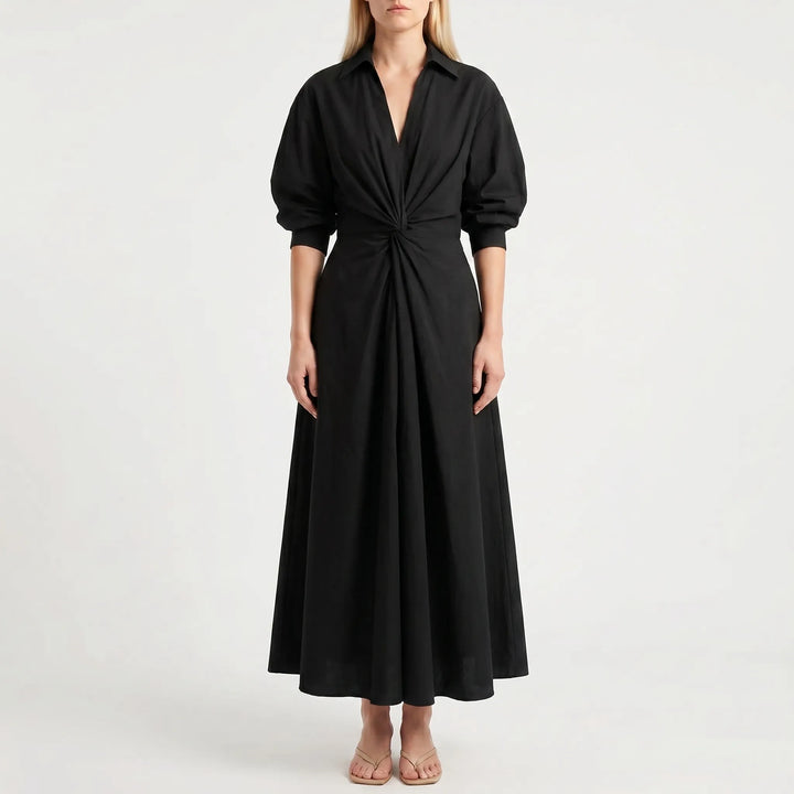 Verlaine - Collared Long-Line Midi Dress