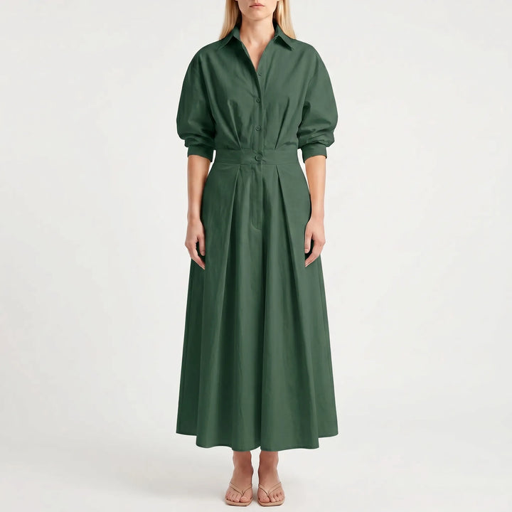 Verlaine - Collared Long-Line Midi Dress