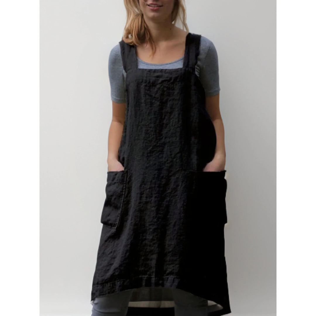 Women’s Apron with Cross-Back Design and Multiple Pockets